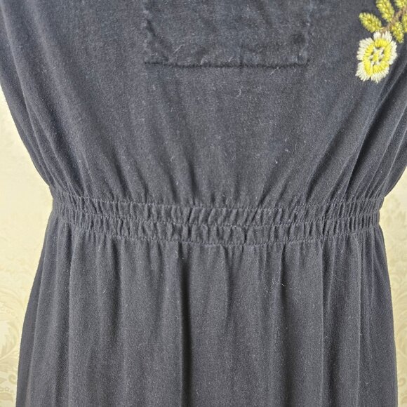 Johnny Was Size Medium Black Double Vneck Floral Embroidered Dress Sleeveless - Picture 11 of 16